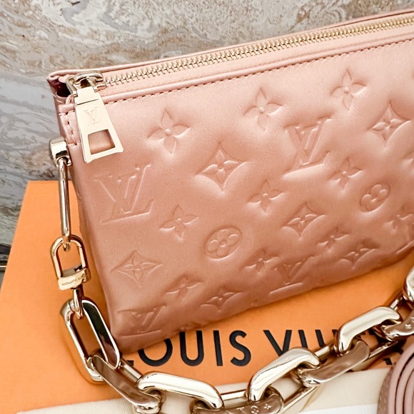 Louis Vuitton Coussin BB Metallic Rose Gold Embossed Monogram Crossbody Bag - Picture 5 of 14